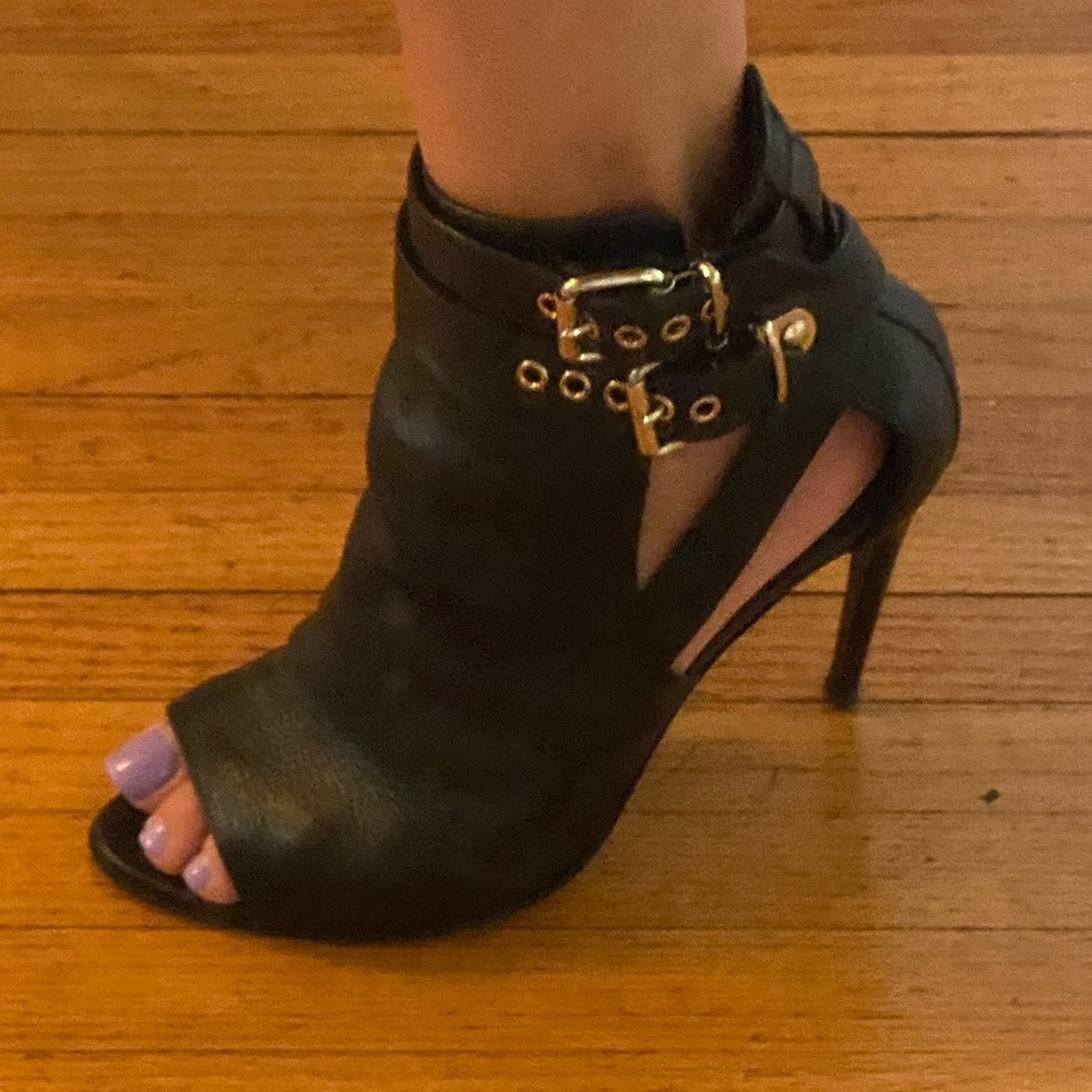 Burberry Black Peep-Toe Ankle Boots - Picture 6 of 6